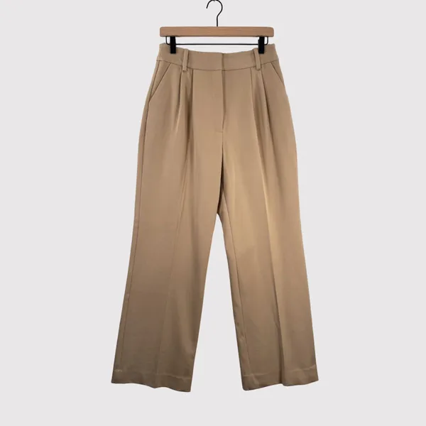 Favorite Daughter Womens Pants Brown Pleated High Rise Wide Leg Stretch Size 8 - Image 2