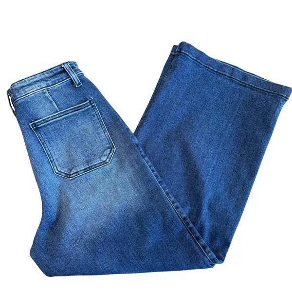 KanCan Wide Leg Jeans Size 27 Dark Wash High Rise Cropped Stretch Sailor - Image 8