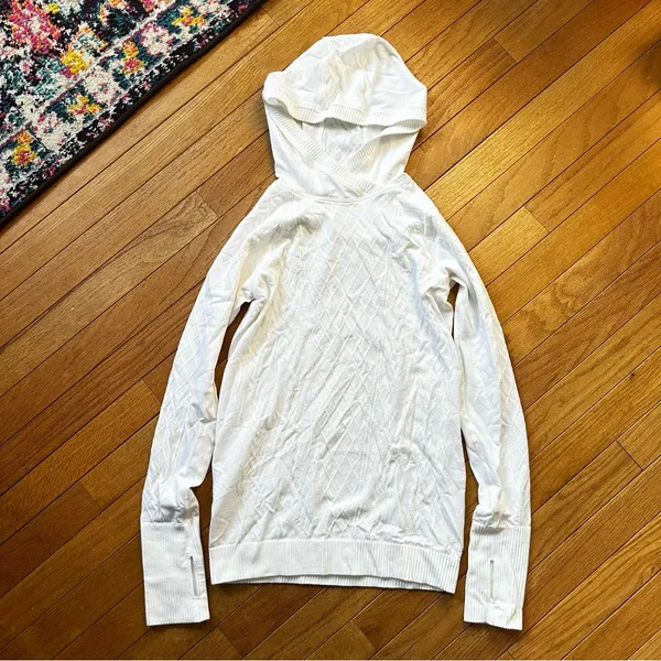 Lululemon Rest Less Textured Hooded Top White Womens - Image 3