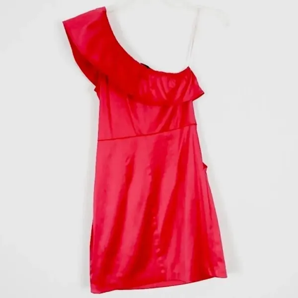 Forever 21 y2k Hot Pink One Shoulder Ruffle Bodycon Dress - Image 2