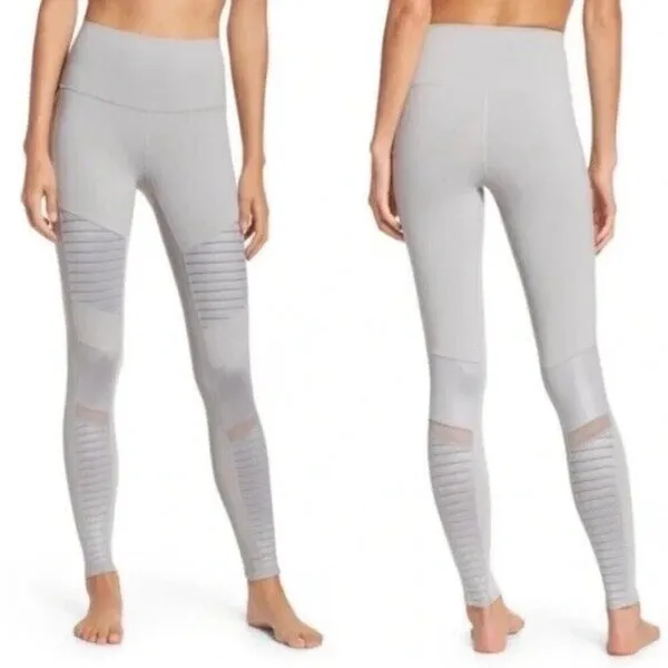 Alo Yoga Light Grey‎ Mid Rise Moto Leggings - Image 2