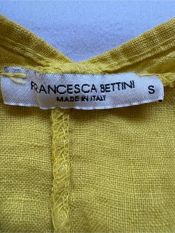 Francesca Bettini Italy 100% Linen Yellow Lagenlook Midi Dress S - Image 4