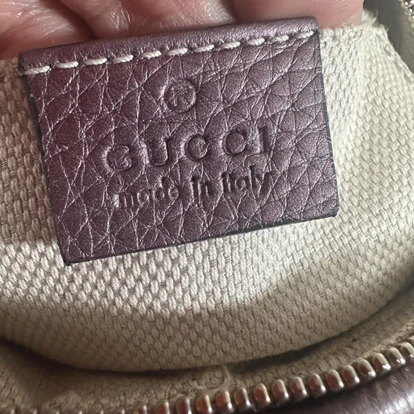 Gucci Soho Disco Crossbody Bag Womens Small Purple Leather Tassel Chain Italy - Image 4