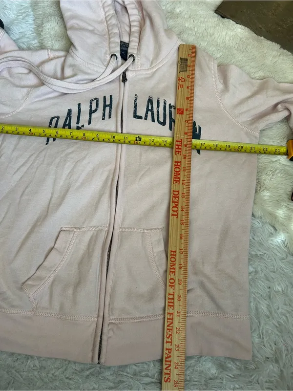 Ralph Lauren Full Zip Hoodie light pink Y2K vintage sweatshirt woman’s large - Image 5