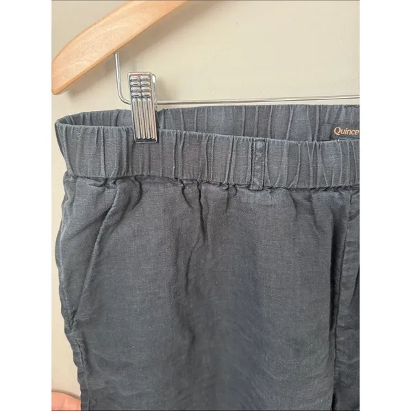 Quince Black 100% European Linen Pull On Pants XL Cropped - Image 4