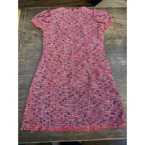 Kate Spade New York Flutter Sleeve Tweed Dress Pink Size 12 Jackie O Preppy‎ - Image 3