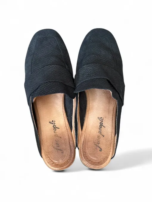 Free People At Ease Loafer Mule Black Snake Skin Embossed Slip-On Clog Size 40.5 - Image 3