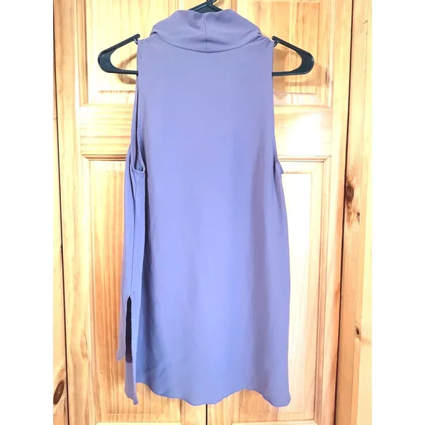 Wilfred Aritzia Nuit Blouse Purple Sleeveless V-Neck Draped High Low Hem Small - Image 2