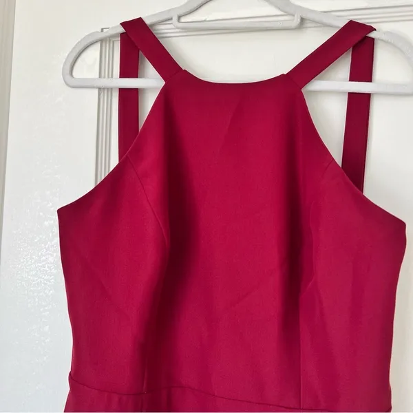 Dessy Collection High-Neck Backless Crepe Trumpet Gown In Burgundy NWT - Image 4