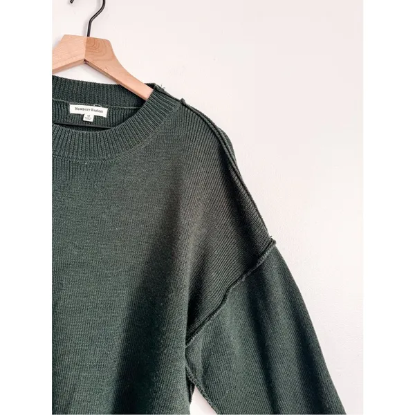Newbury Kustom Dark Green Raw Edge Knit Sweater Top M - Image 2
