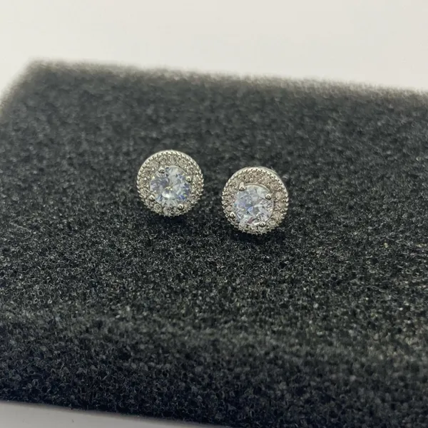 925 Silver Plated CZ Cubic Zirconia Stud Earrings for Men Women,Unisex Punk Hip Hop Earrings - Image 4
