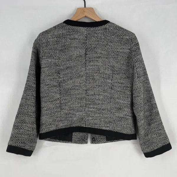 Stile Benetton Blazer Womens S Black White Tweed Casual Office Work‎ Snap Front - Image 9