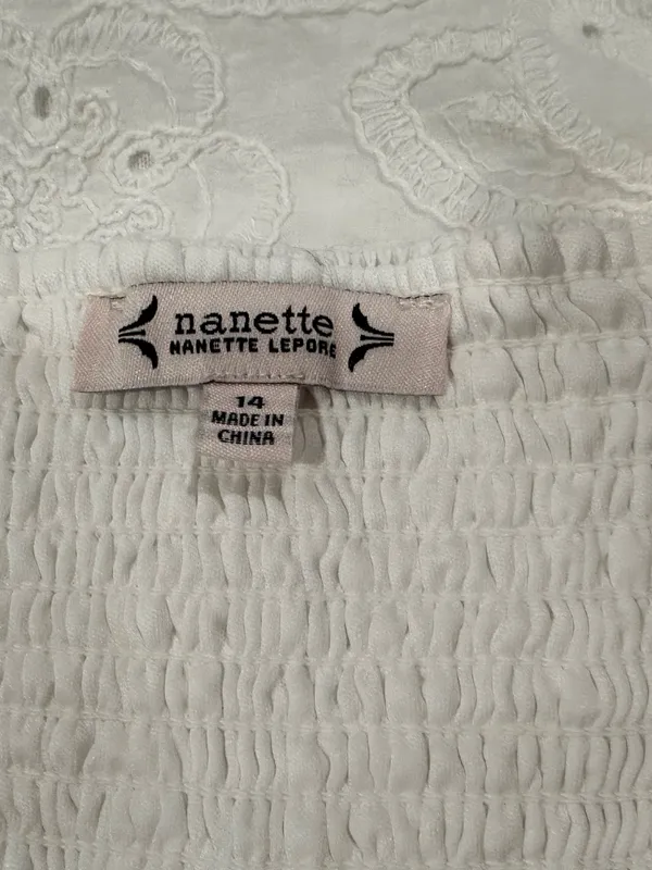 Nanette Lepore White‎ Sleeveless Embroidered Dress With Pockets- Size 14. - Image 12