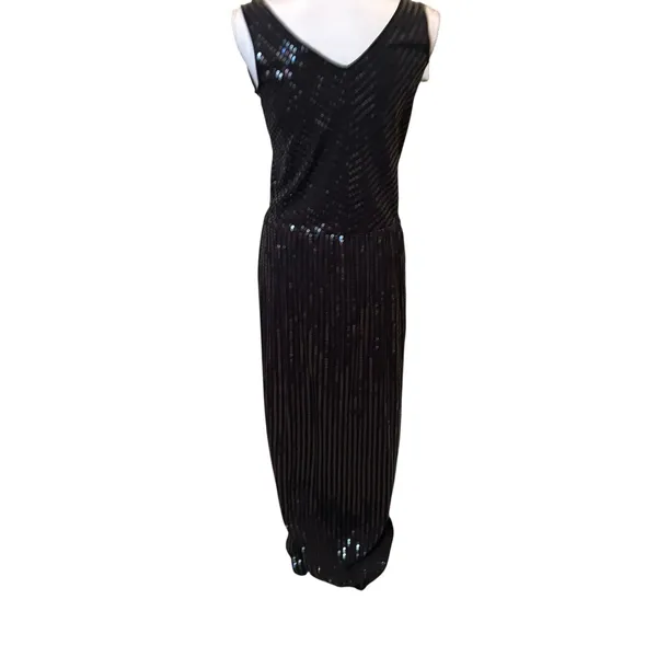 Garnet Hill Womens Black All Over Sequin Maxi Dress Size‎ XS Beach Wedding - Image 2