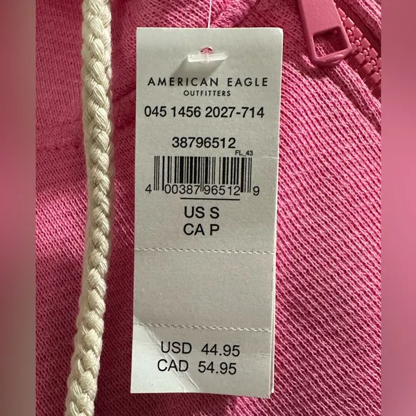 American Eagle Womens Hoodie This Feels Seriously Lived In Zip Up Pink Small NWT - Image 7