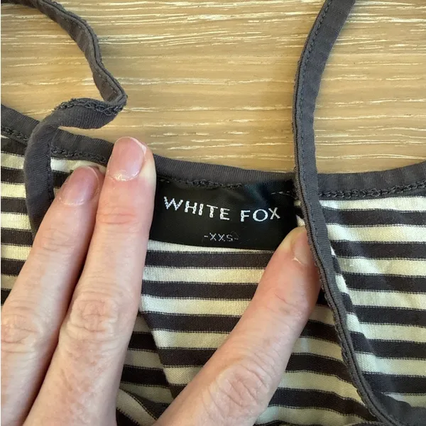 White Fox Cami Top Striped Just Let It Go Size XXs Brown Cream - Image 2