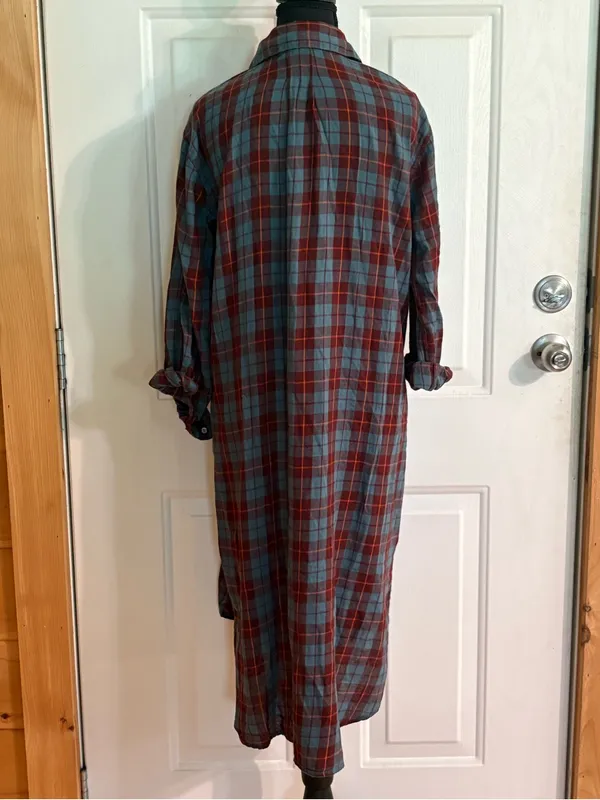 Natural Life size S Plaid Button-Front Shirt Dress in Blue and Brown. NWOT - Image 4