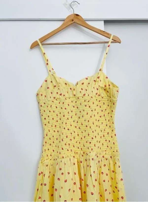 NWOT Free People Strawberry Yellow Midi Maxi Lavender Daze Dress Size Medium - Image 8