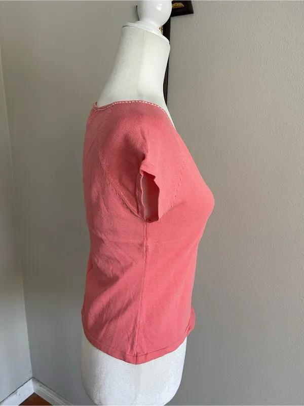 XOXO Coral Scoop Neck Cap Sleeve Top - Image 3