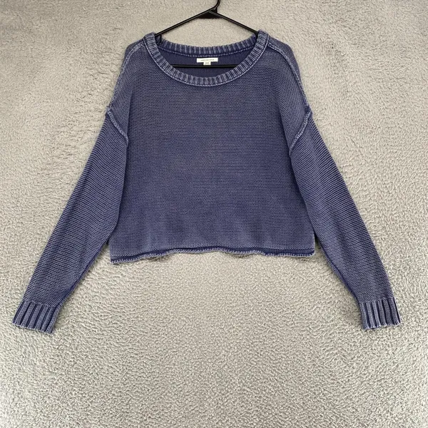American Eagle Outfitters Sweater Womens L Cropped Crew Neck Washed Slouchy Boxy - Image 2