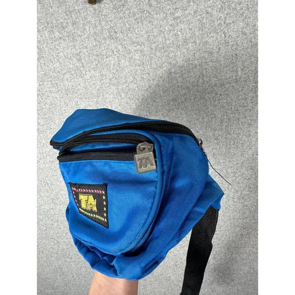 Vintage TA‎ Blue Fanny Pack 90s Retro Multiple Pockets Adjustable Retro Waist - Image 4