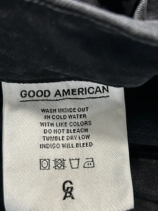 Good American Black High Rise Skinny Jeans Size 16 Raw Hem Stretch Denim - Image 7