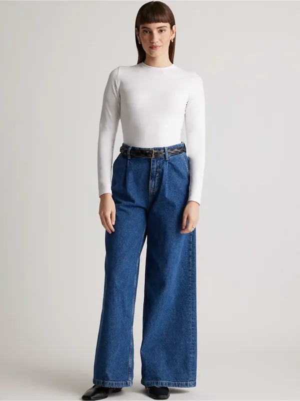 Quince Stretch Cotton Jersey Long Sleeve Bodysuit Size S - Image 2