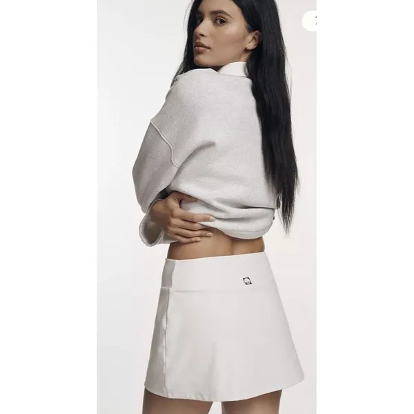 Anthropologie Daily Practice Mini Skort Sz L White Golf Tennis Pickle Ball NEW - Image 2