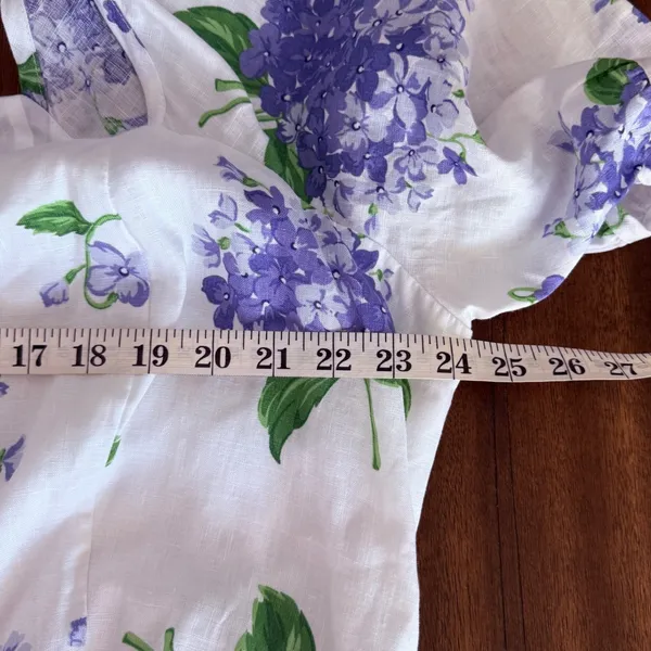 Draper James Womens Plus Size 24 Blue Hydrangea Floral Linen Puff Sleeve Dress‎ - Image 12