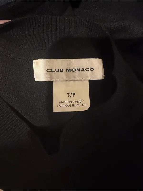 Club Monaco Mixed Media Puff Sleeve Mock Neck Sweater Black Size Small - Image 3