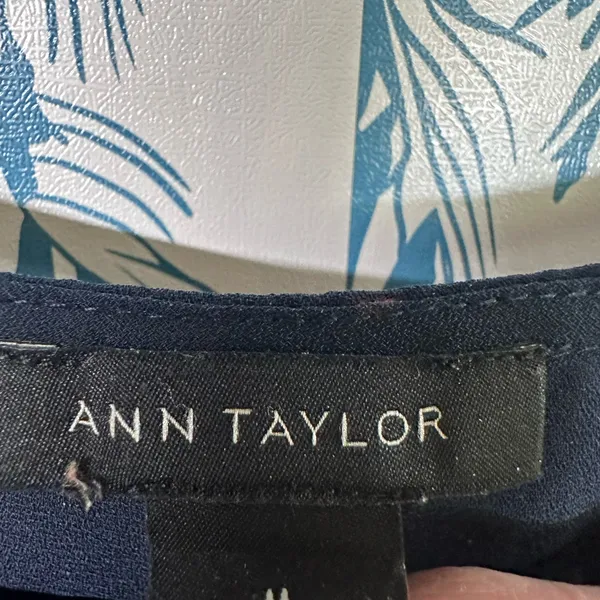 Ann Taylor Navy Blouse with Red Dots - Image 2