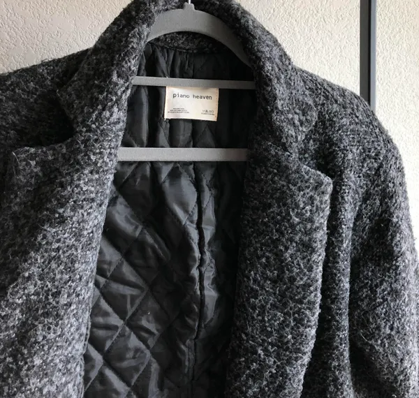 Charcoal Grey Textured Oversized Coat Gray - Image 4