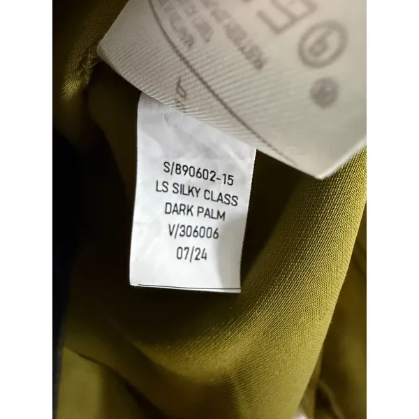 Banana Republic Silky Classic Blouse Dark Palm Green S Womens Long Sleeve Button - Image 3
