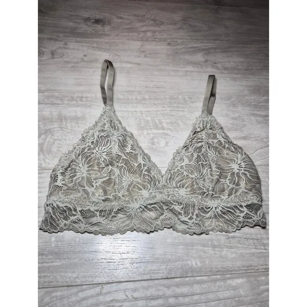 Aerie Lace Bralette - Light Gray Floral Lace Small Medium - Image 2