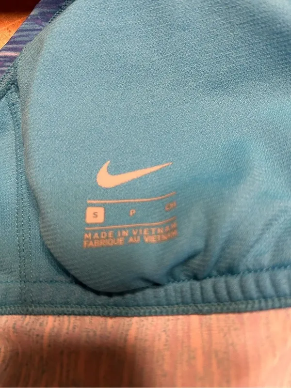 Nike Womens Small Tank Top High Neck Teal Blue Mesh Strappy Padded Bra Athletic - Image 4