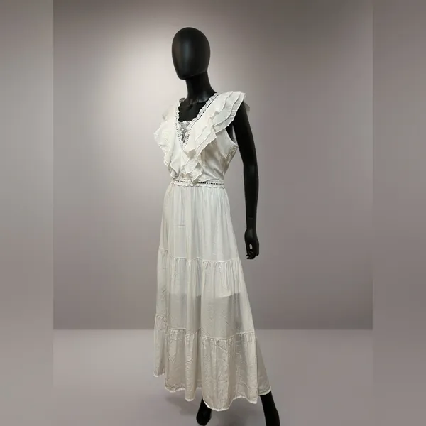 SHEIN White Lace Contrast Maxi Dress‎ Size M - Image 3
