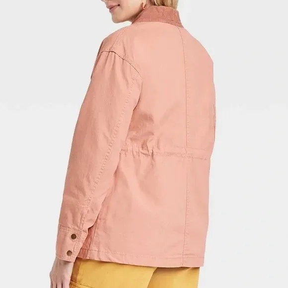 Universal Threads Utility Jacket Women's Size S Pink Cotton‎ Corduroy Collar - Image 8