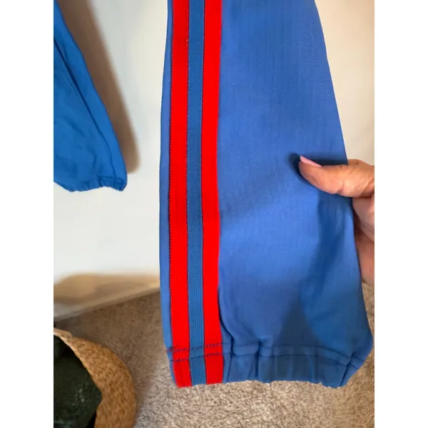 Sand Knit High Rise Pull On Crop Pants Striped Blue Red Medium Athleisure - Image 4
