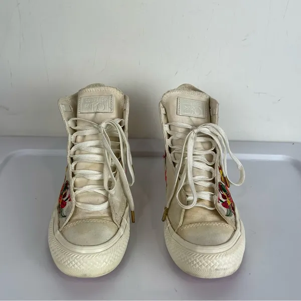Converse X PatBo Floral High Top Sneakers Sz 5 Lace Up Embroidered - Image 6