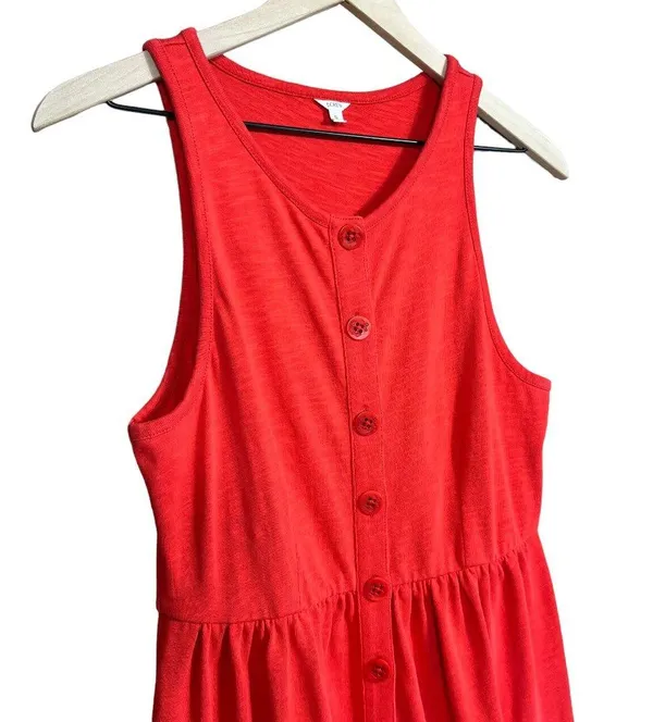 J. Crew Women’s Coral Sleeveless Nautical Button Front A-Line Dress #88409 Size S - Image 4