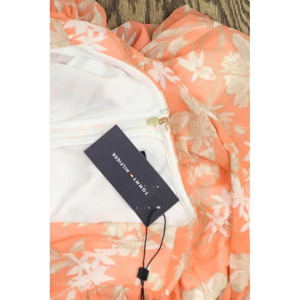 Tommy Hilfiger Womens Tie Front Printed Capelet Fit & Flare Dress Coral Pink 8 - Image 3