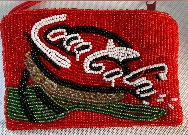 VINTAGE: small, beaded wristlet bag Red - Image 7