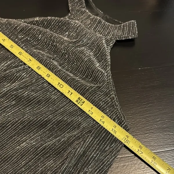 Nine West Mock Neck Swing Mini Dress Mineral Black‎ Silver Lurex XS WW23Y053RS1 - Image 5
