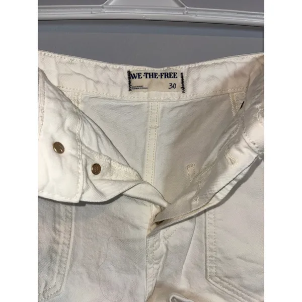 We The Free Free People White Utility roll cuff Denim Short Shorts Button Fly 30 - Image 4