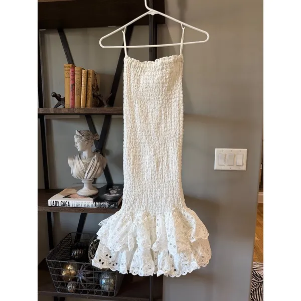 Charo Ruiz Ibiza Liliana Eyelet Midi Skirt White Fruition Womens Size Small - Image 5
