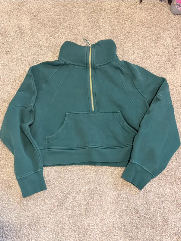 Lululemon Oversized Funnel-Neck Half Zip Scuba Storm Teal w/Gold Zipper size M/L - Image 5