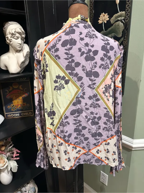Sanctuary “After Party” Boho Floral Tie‑Neck Blouse – Size Medium - Image 8