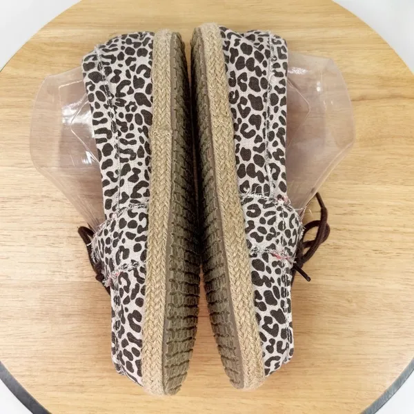 Sanuk Kariba Sidewalk Surfer‎ Leopard Print Espadrille Hemp Slip On Shoe 7 - Image 5