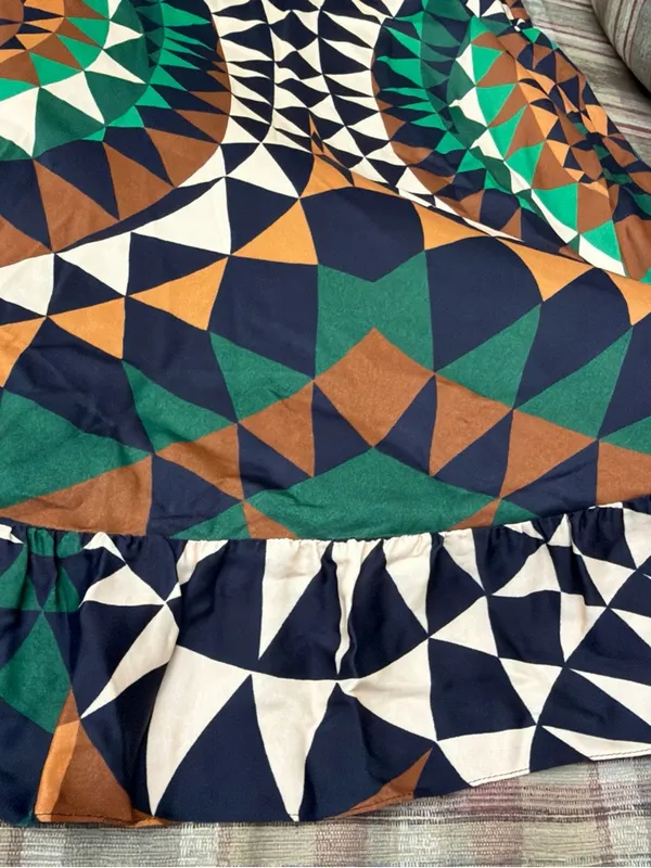 FARM Rio Geometric Print Green, Brown & Cream Maxi Dress - Image 3