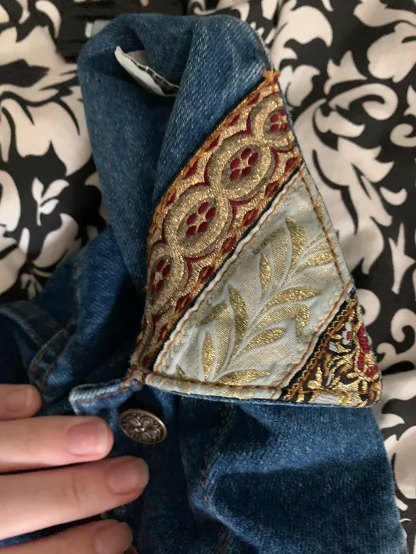 Denim Embroidered Jean Vest Blue Size L - Image 5